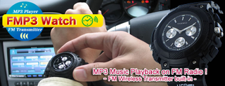 Illustration for article titled Thanko FMP3 Watch Transmits From Wrist to Radio
